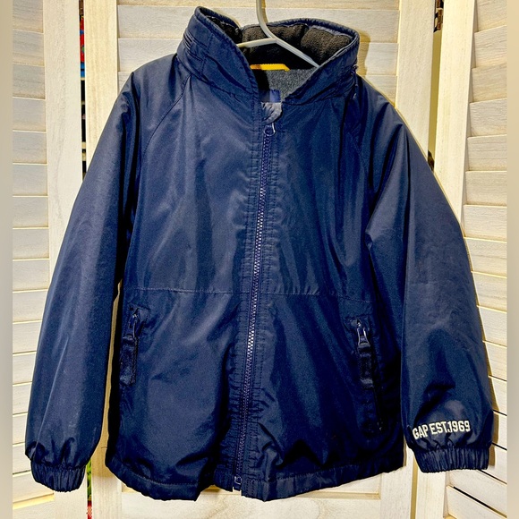 GAP Kids Water Resistant Fleece Lined Hooded Coat with Zippered Pockets GUC - Picture 1 of 9